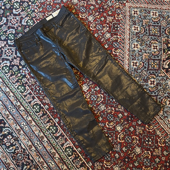 ALLSAINTS Petrel Brodie Black Coated Pants Zipper Hems - Size 32 - Picture 5 of 8